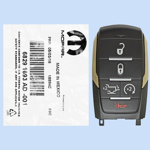 Ram 5 Button Smart Key OHT-4882056, 68291693AD, 433 MHz - New, OEM