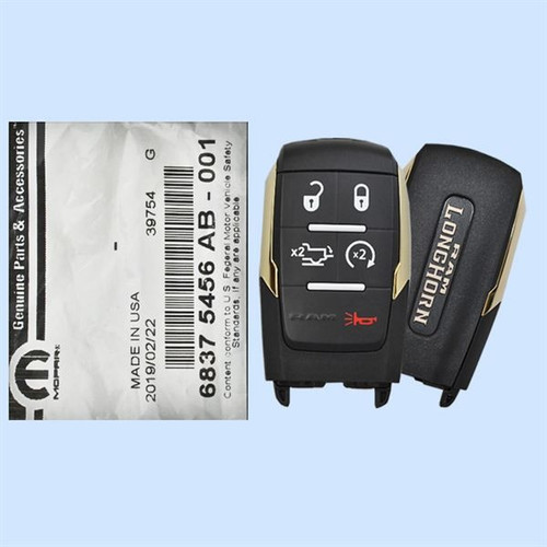 RAM 5-Button Smart Key GQ4-76T 68375456AB 433 MHz, New OEM OEM