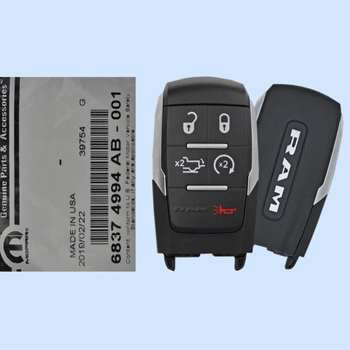 RAM 5-Button Smart Key GQ4-76T 68374994AB 433 MHz, New OEM OEM Hidden