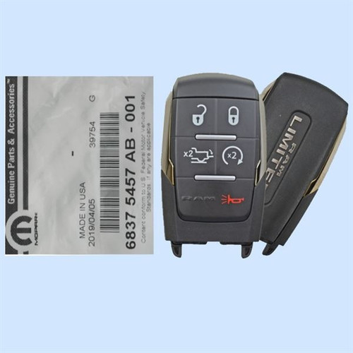 RAM 5-Button Smart Key GQ4-76T 68375457AC 433 MHz, New OEM Proximity Keys