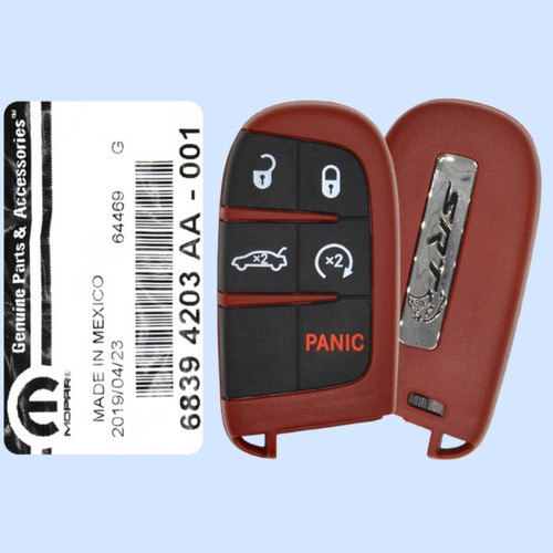 Dodge 5-Button Smart Key M3N-40821302 68394203AB 433 MHz, New OEM OEM Hidden