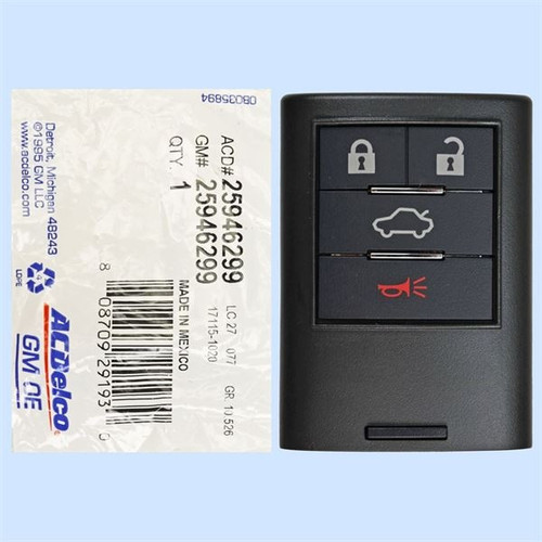 Cadillac 4-Button Smart Key Driver 2 M3N5WY7777A 25946299 315 MHz, New OEM Proximity Keys