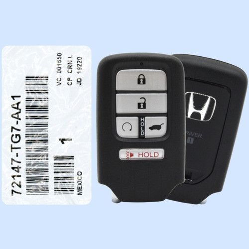 Honda 5-Button Smart Key Driver 1 KR5T44 72147-TG7-AA1 433 MHz, New OEM OEM Hidden