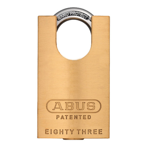 ABUS - 83CS/45-3000 - PREMIUM LOADED BRASS PADLOCK W/ SHACKLE GUARD - S2 - SCHLAGE C-L - 5/6 PIN - REKEYABLE - 1-27/32" WIDTH