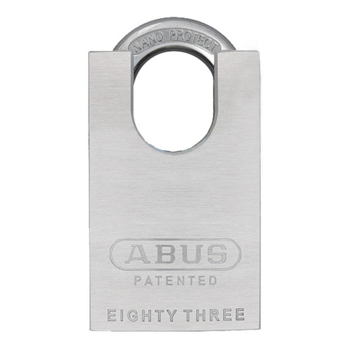 ABUS - 83CS/50-3000 - CHROME PLATED BRASS PADLOCK W/ SHACKLE GUARD - S2 - SCHLAGE C-L - 5/6 PIN - REKEYABLE - 1-57/64" WIDTH