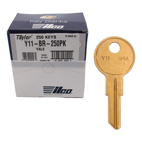 ILCO Y11 Metal Key Blank - Brass - 250 Pack 