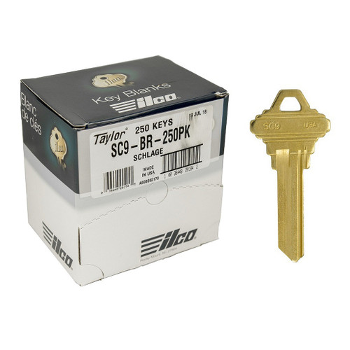 ILCO SC9 Schlage Residential Key Blank - Brass - 250 Pack 