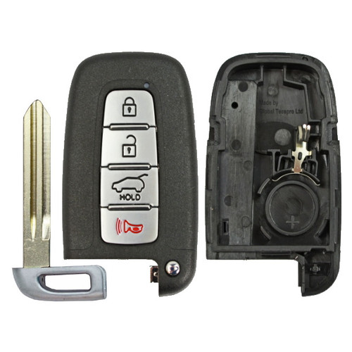 Hyundai, Kia 4 Button Smart Key Shell Replacement Case SY5HMFNA04 with Standard Blade - Aftermarket