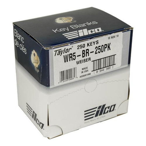 ILCO N1054WB WR5 Metal Key Blank - Brass - 250 Pack 