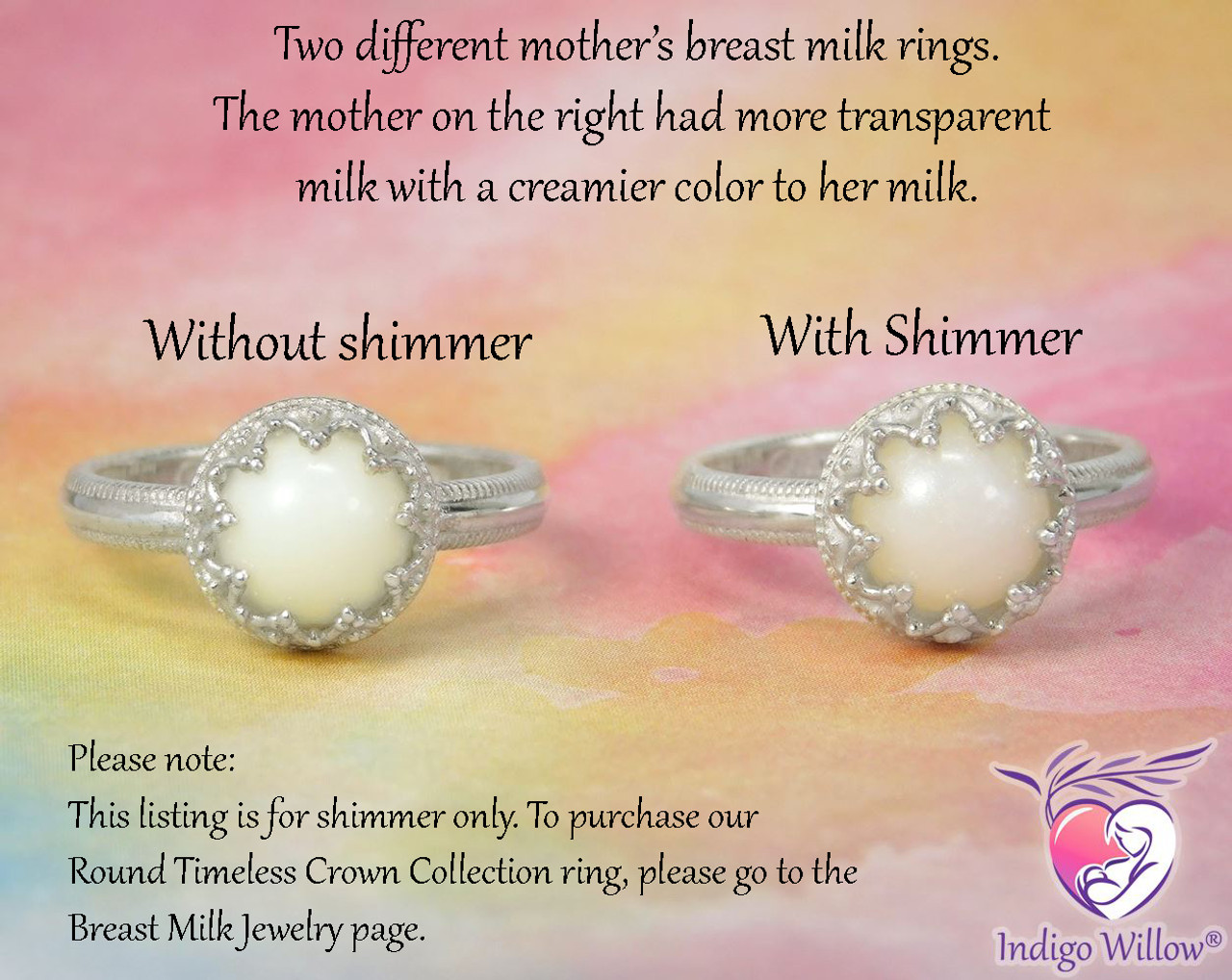 All-natural White Shimmer - Indigo Willow® Breast Milk Jewelry