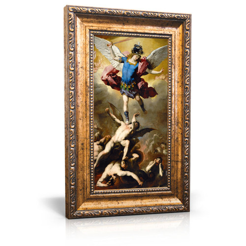 The Fall of the Rebel Angels by Luca Giordano (1666) - Framed Canvas 6" X 11" - St. Michael the Archangel