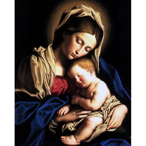 ヨーロッパ式刺繍絵タペストリー:  Madonna with the Child ヨーロッパ式刺繍絵タペストリー: Madonna with the Child