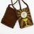 Premium Brown Scapular | Brown and Gold, Eucharist (Kids Size) - 13.5in