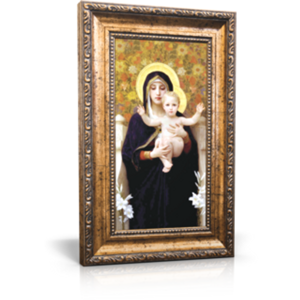 Madonna of the Lilies - Framed Canvas 6" x 11" (Including frame: 9.5" x 14.5")