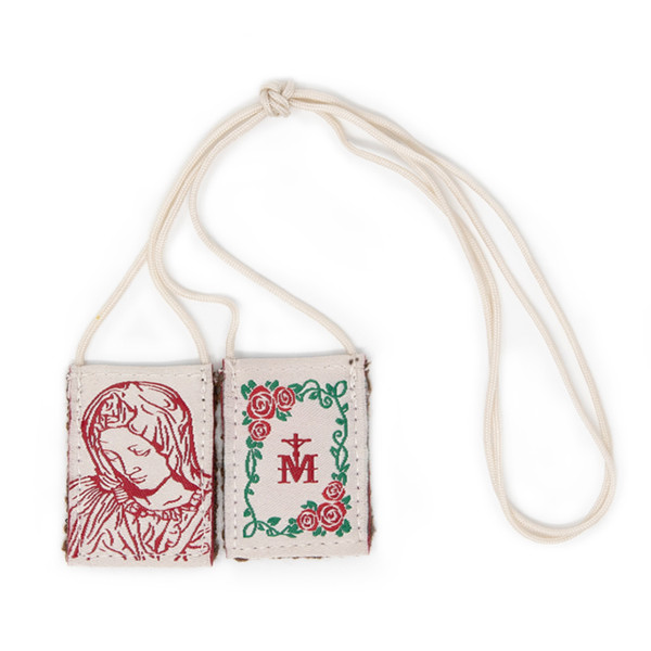 Premium Brown Scapular | Cream & Rose Pietá - Original 15"