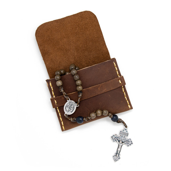 OreMoose || Rosary Pouch (Amber) - Handmade Leather Pouch with Envelope Feature