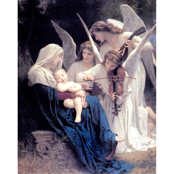 Song of the Angels painting by William-Adolphe Bouguereau (1881) - Canvas Print - 8" x 10" - La Vierge aux Anges