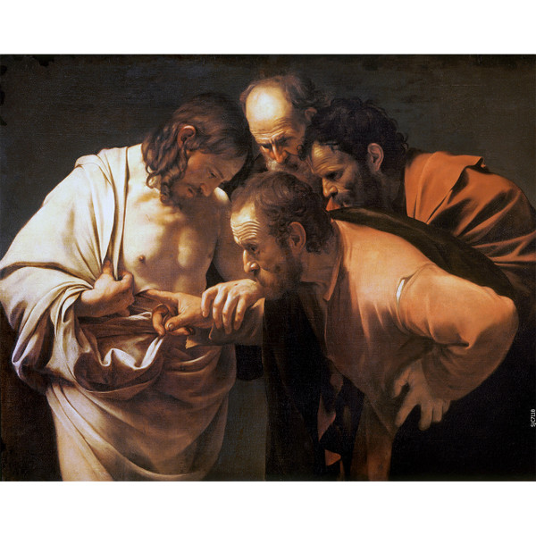 The Incredulity of Saint Thomas painting by Caravaggio (1601) - Canvas Print - Doubting Thomas