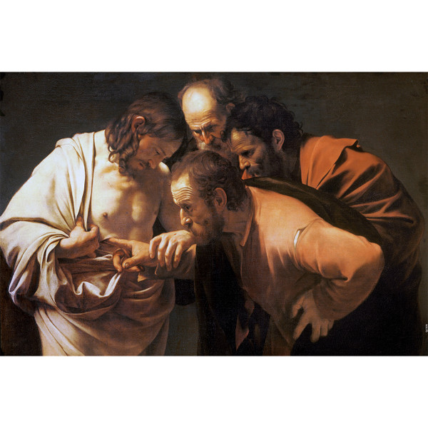 The Incredulity of Saint Thomas painting by Caravaggio (1601) - Canvas Print - 12" x 18" - Doubting Thomas