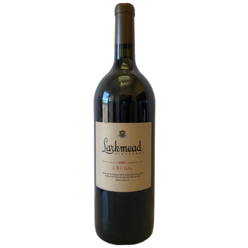 This is a 1.5L bottle of  Vineyards LMV Salon Proprietary Red Napa Valley 2003 red wine from Napa Valley, California