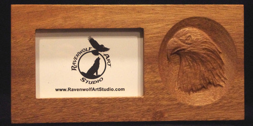 3D Bald Eagle Head 4x6 Mahogany Wood Frame 