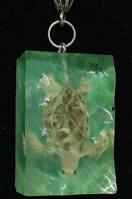 Hand Painted Sea Turtle Pendant Necklace