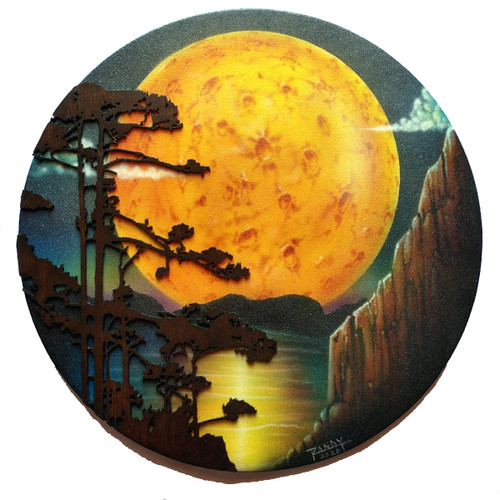 "Ingress of the Soul" Airbrushed Canvas with Carved Wood Tree
