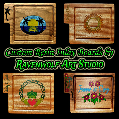 Custom Designed Resin Inlay Charcuterie Boards by Ravenwolf Art Studio