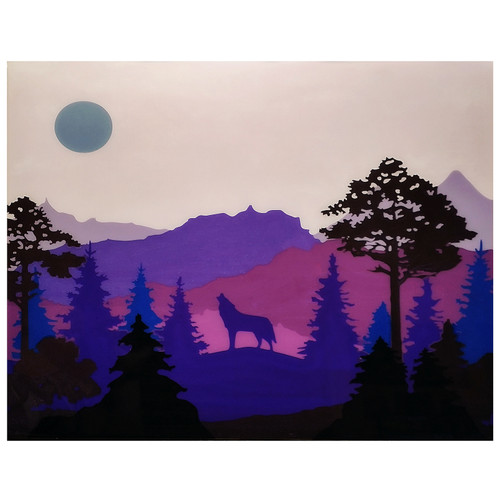 Wolf of the Purple Mountains Resin Inlay Artwork 