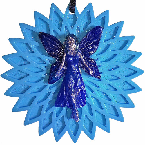Blue Fairy on Blue Mandala Ornament