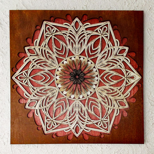 Layered Wood Pale Flower Mandala