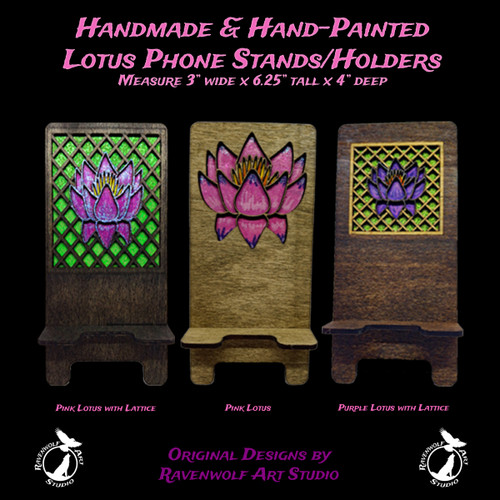Handpainted Lotus Flower Phone Holder Stands