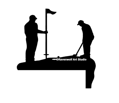 Golfer and Golf Cart Door Corner Design ©Ravenwolf Art Studio