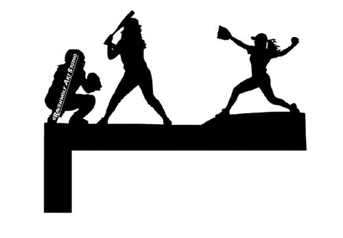 Softball Women Door Corner Design ©Ravenwolf Art Studio