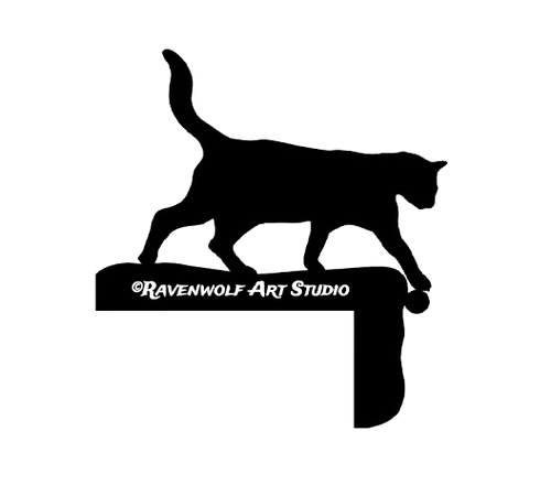 1 Cat Door Corner - 1 Cat with Ball Design - Design ©Ravenwolf Art Studio