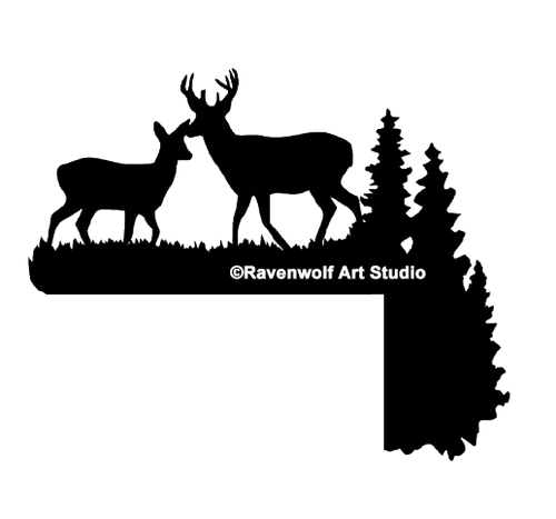 Deer Door Corner - Buck and Doe Pines - Design ©Ravenwolf Art Studio