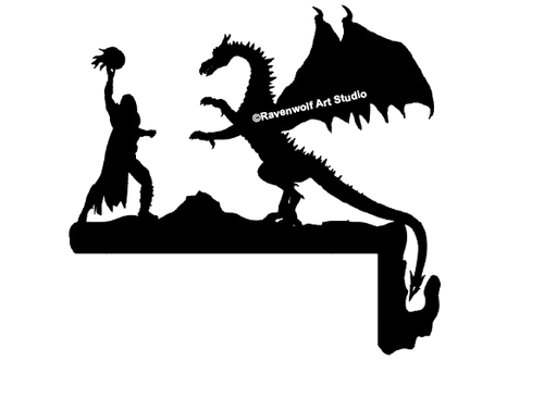 Dragon Door Corner - Fighting Wizard - Design ©Ravenwolf Art Studio