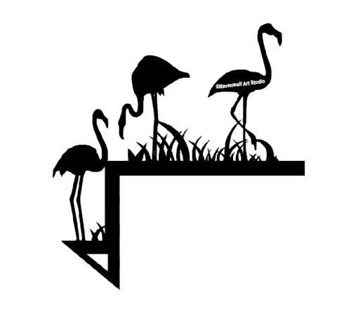 Flamingo Door Corner - Straight Leg design - Design ©Ravenwolf Art Studio