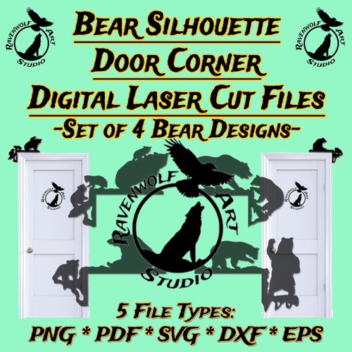 Bear Set of 4 Laser Cut Files Designs ©Ravenwolf Art Studio