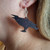 Black Crow Cawing with Pink Shimmer Wood Earrings