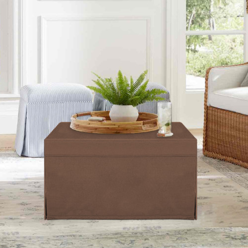 Ottoman Folding Guest Bed Faux Leather Brown