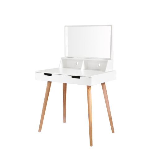 Cerys Dressing Table with Removable Mirror and 2 Drawers White