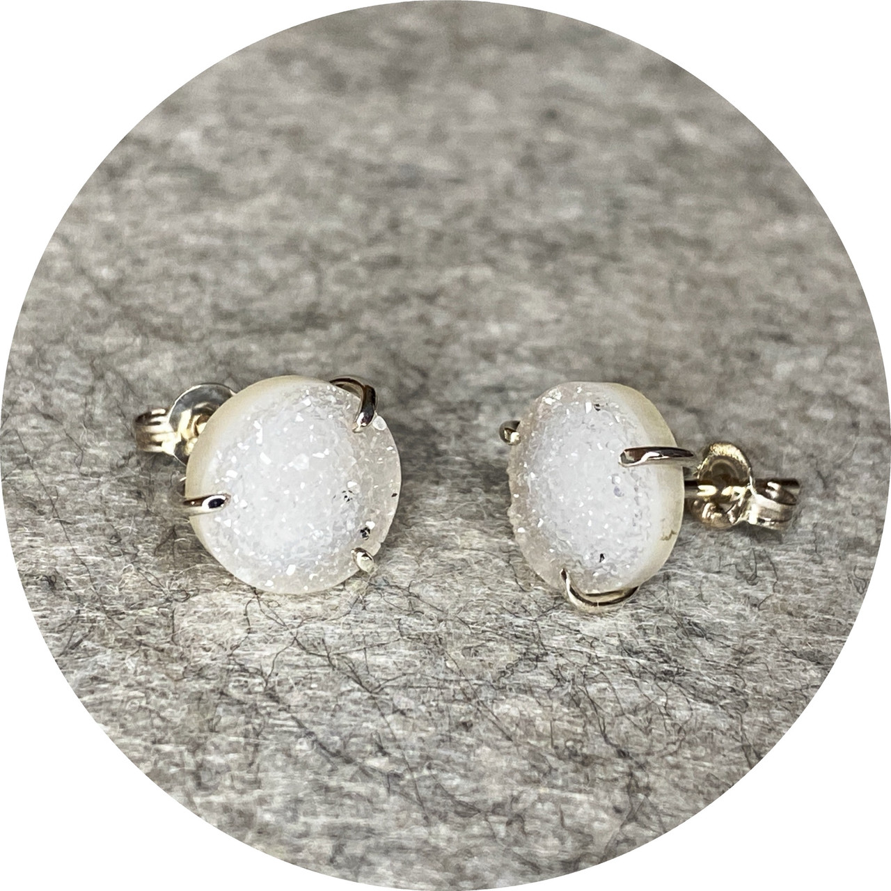 WHITE DRUZY QUARTZ EARRINGS