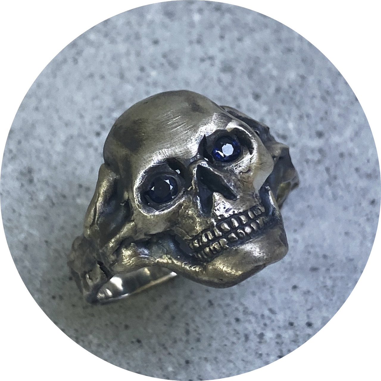 Classic Filigree Ruby Red Silver Skull Ring