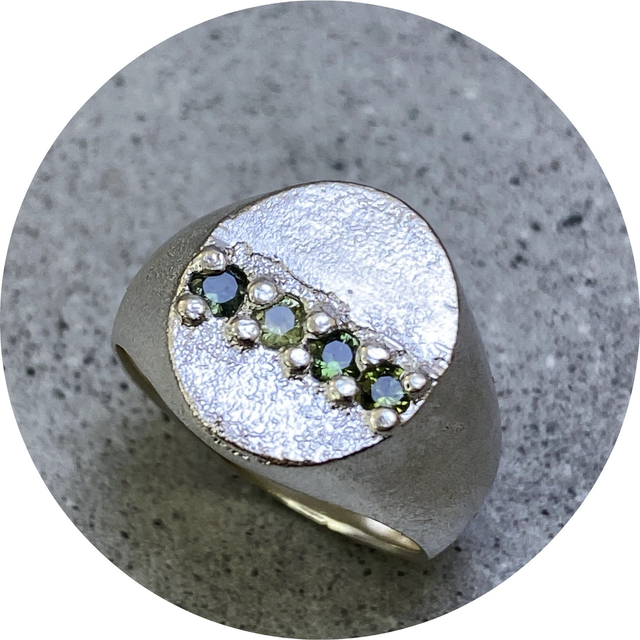 Kirra-Lea Caynes -Sand Cast Oval Signet Ring, Sterling Silver