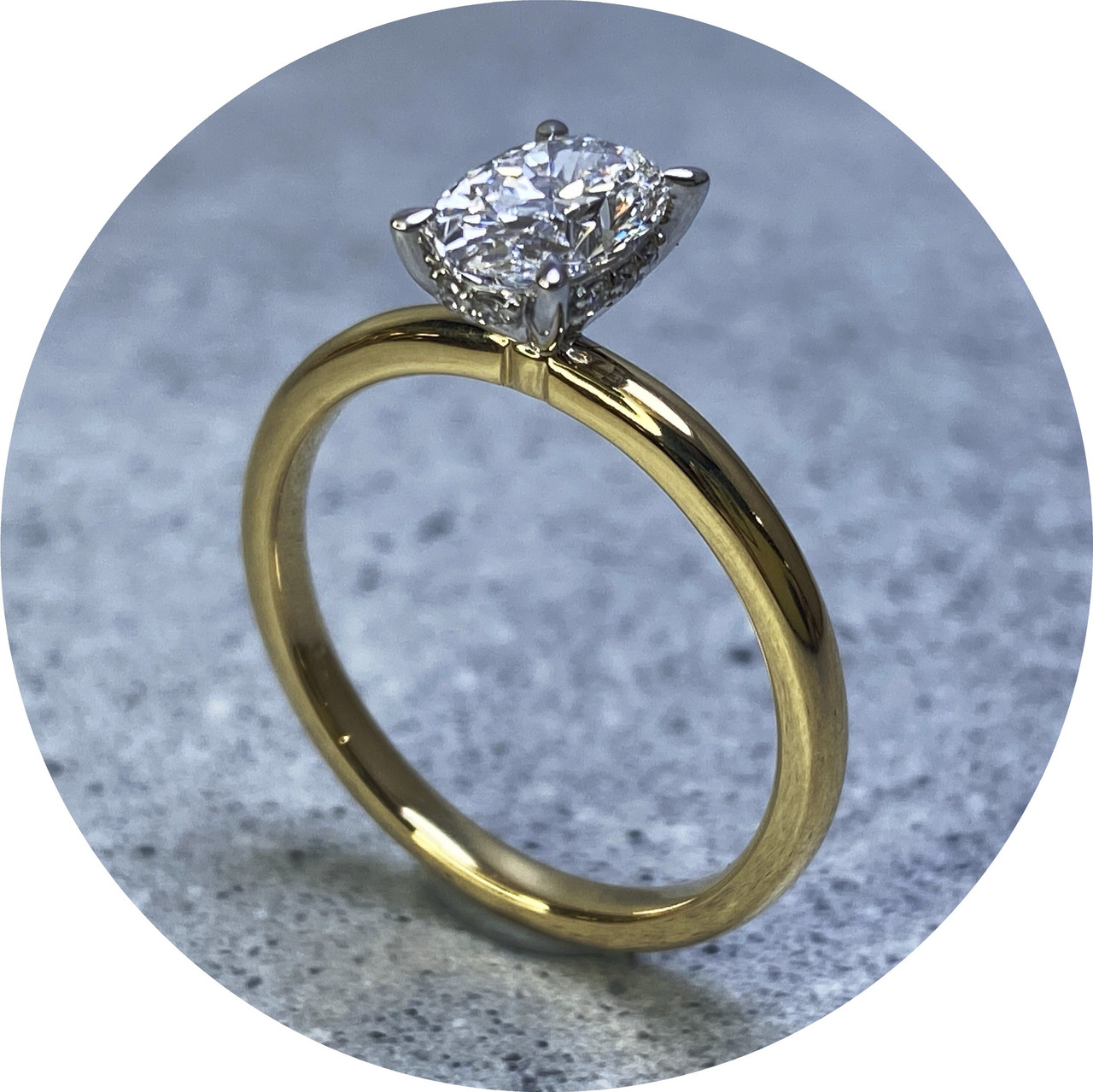 Kin Rings KIN- Hidden Halo Diamond Ring, 18ct Yellow Gold, 18ct White Gold, Lab ...
