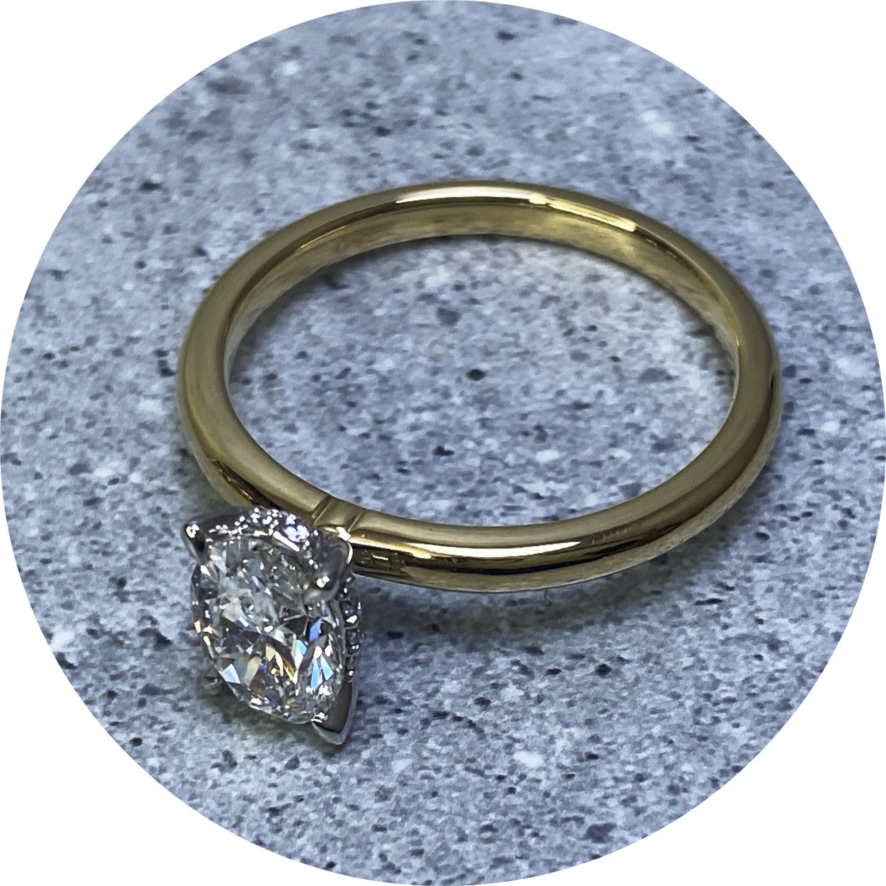 Kin Rings KIN- Hidden Halo Diamond Ring, 18ct Yellow Gold, 18ct White Gold, Lab ...