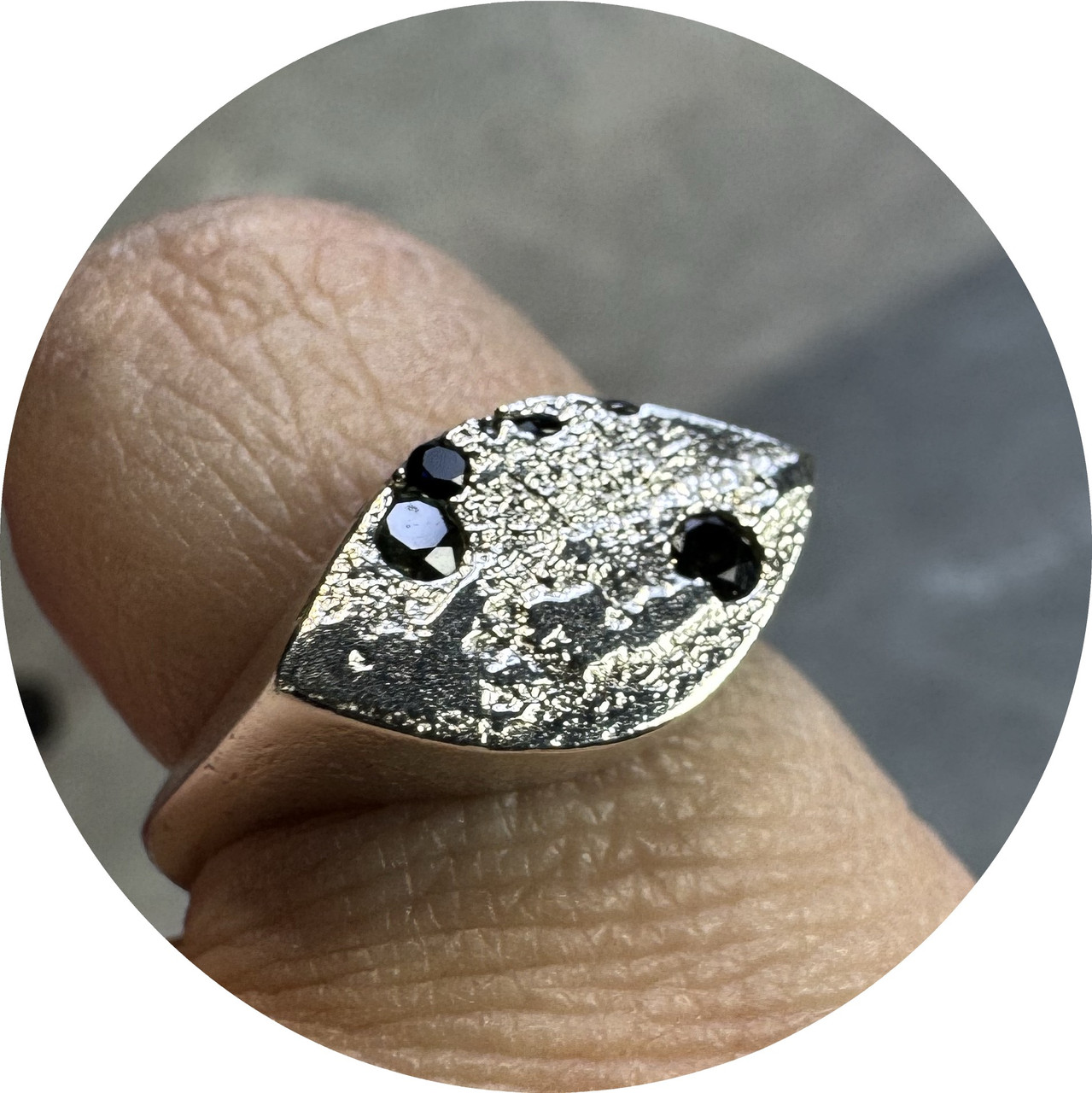 Kirra-Lea Caynes - Sterling Silver Sand Cast Eye Signet Ring With