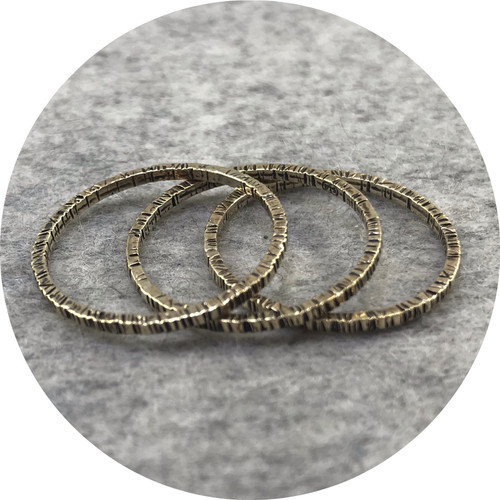 Amelie Atelier, 'Tactility Gold Stack Rings', 9ct yellow gold, black ruthenium plating Q.5