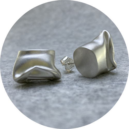 Robyn Clarke - 'Crushed Fine Silver and Gold Studs', fine silver